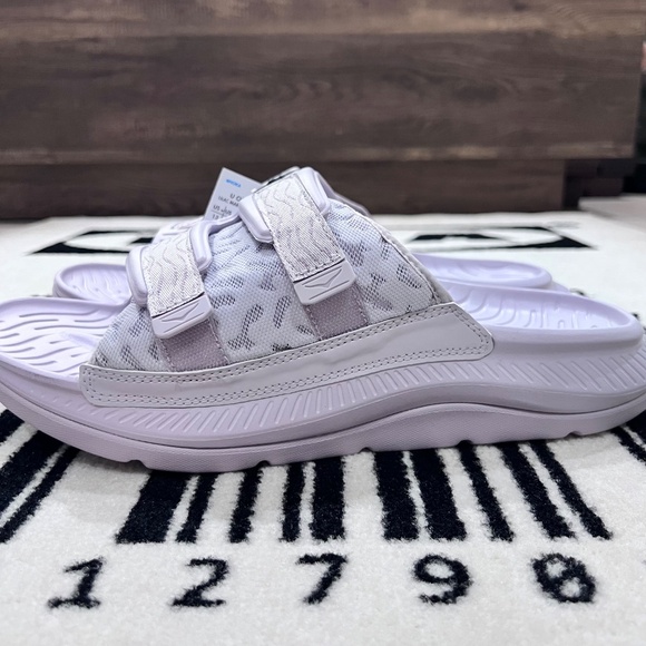 Hoka Ora Luxe Recovery Slides - LILAC MARBLE / ELDERBERRY - Picture 3 of 7